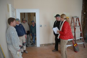 Meeting with contractors to review construction instructions